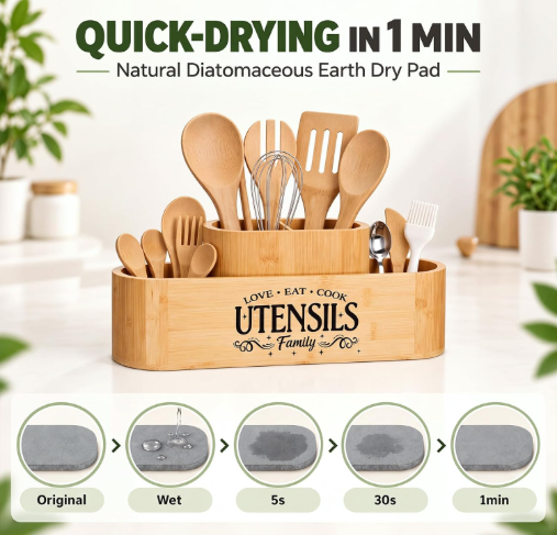 Key Features of the Bamboo Utensil Holder