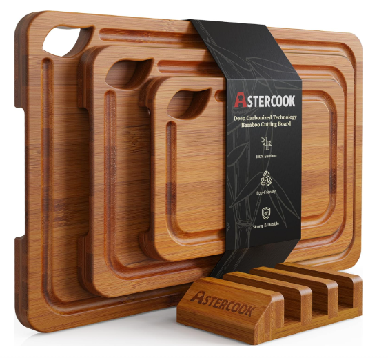 Astercook Deep-Carbonized Bamboo Cutting Boards